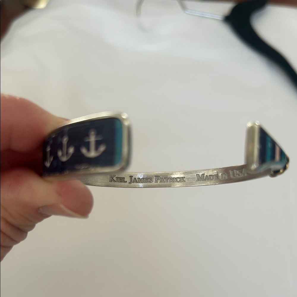 Kiel James Patrick Silver and Blue Oar Anchor Bracelet - Picture 6 of 9